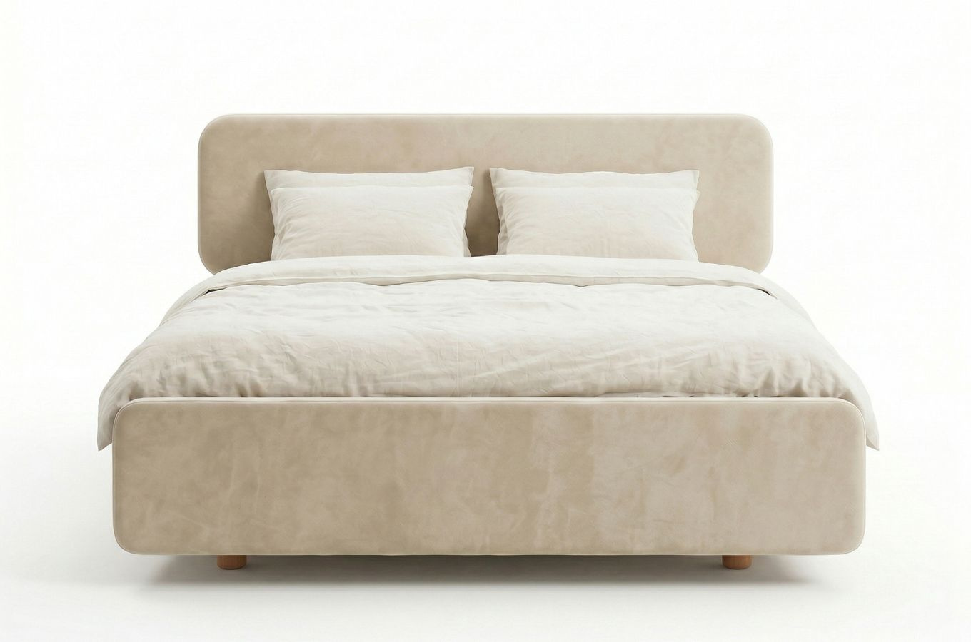 Łóżko lewitujące drewniane bukowe Visby LILA z tapicerowanymi panelami / 200x200 cm, kolor palisander, zagłówek ecru (Casablanca 228.02/2301)