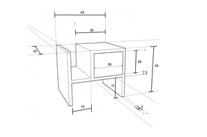 Drewniana szafka nocna PAU / szer. 45 cm