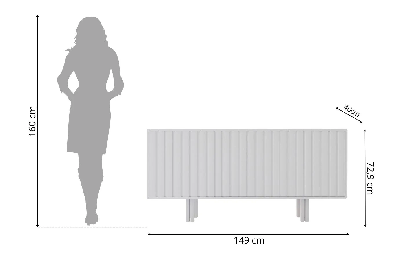 Biała komoda Skandica VIGGE z lamelami / szer. 149 cm