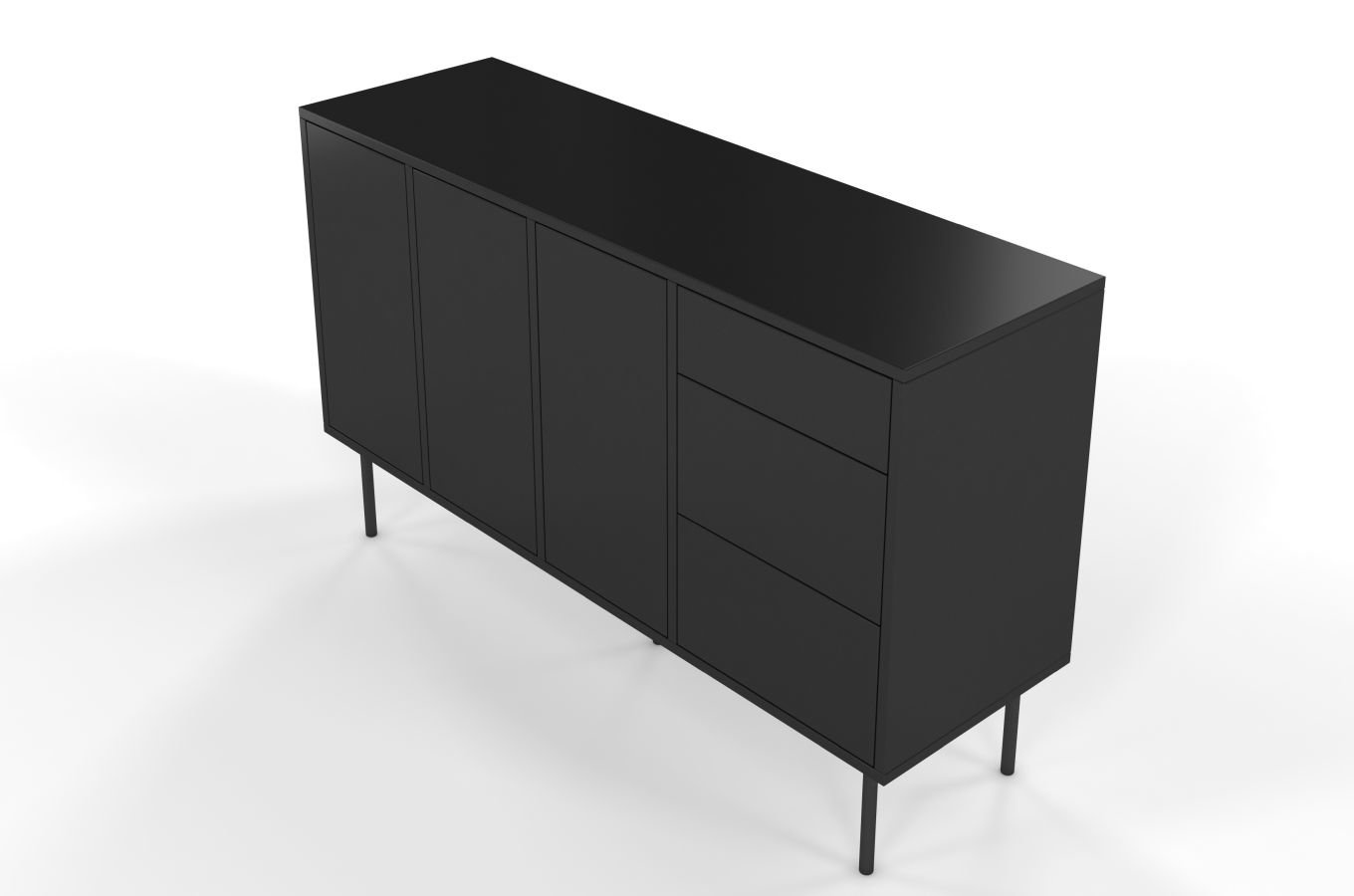 Czarna nowoczesna komoda Dancan MIRKA / szer. 130 cm