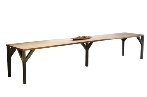 Nowoczesny rozkładany stół DUNAJ na metalowych nogach 130-350 x 90 cm (dąb craft)