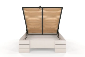 Łóżko drewniane bukowe Visby Sandemo High BC (Skrzynia na pościel) / 200x200 cm, kolor biały