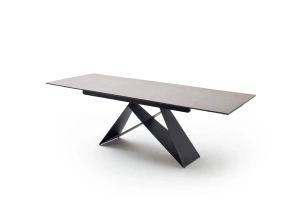 Nowoczesny rozkładany stół KOBE z ceramicznym blatem na metalowych nogach, kolor jasny szary / 160-240 x 90 cm
