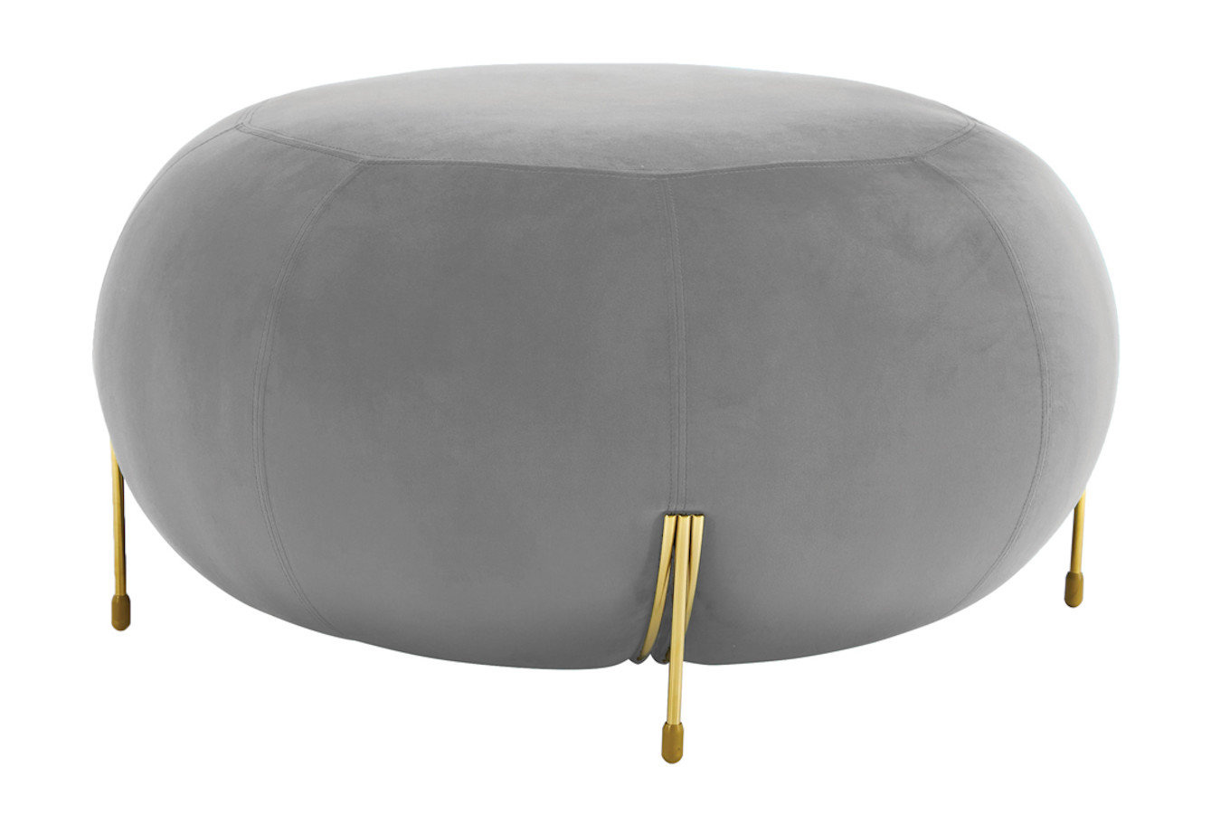 Szary duży puf SPLENDORE na złotych nogach