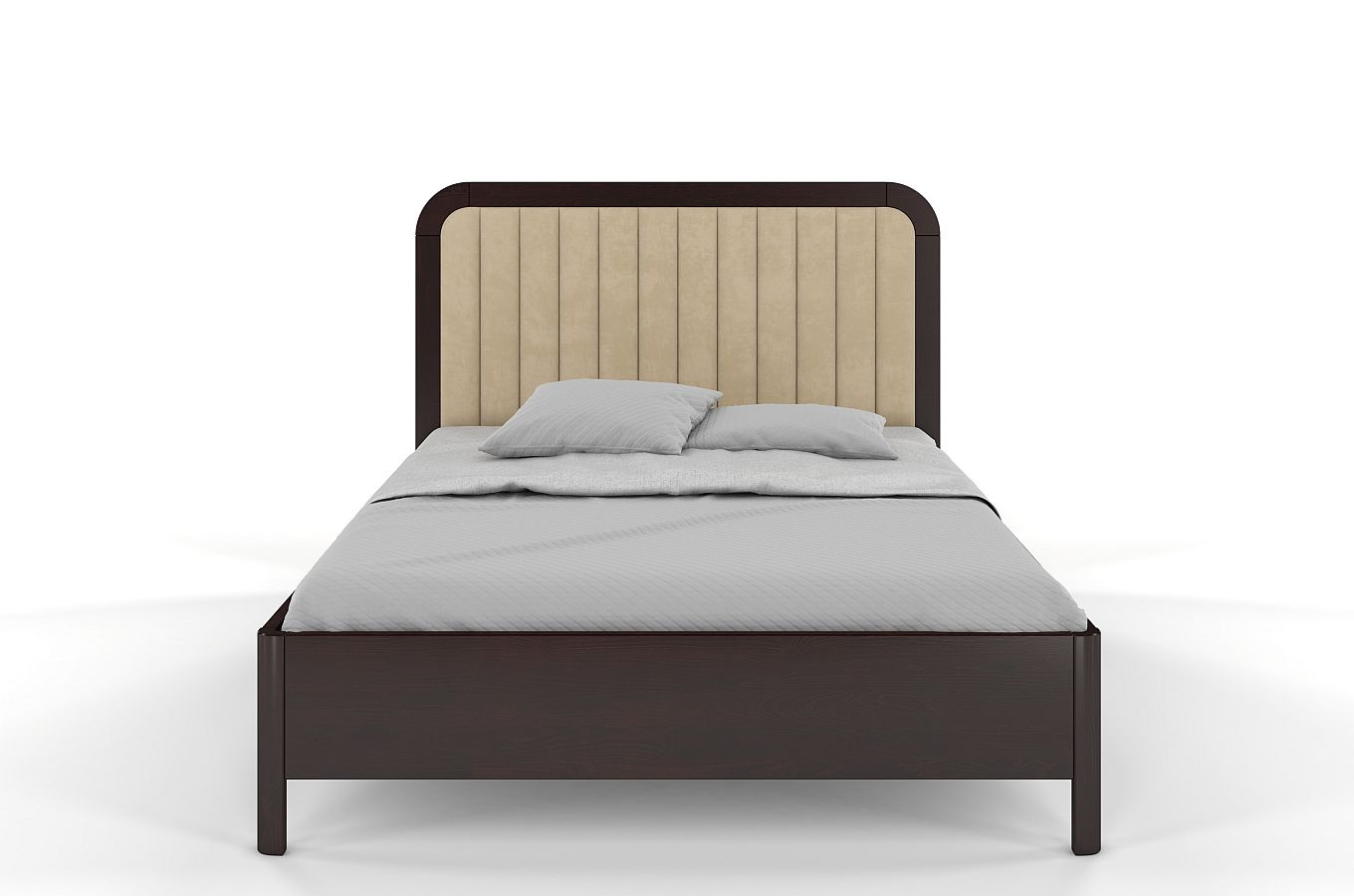 Tapicerowane łóżko drewniane sosnowe Visby MODENA z wysokim zagłówkiem