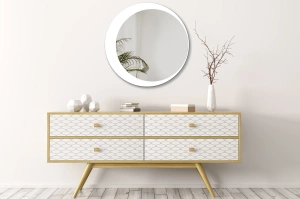Okrągłe lustro SIMPLE MOON / rama dostępna w 2 kolorach
