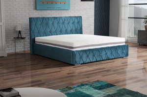 Klasyczne łóżko tapicerowane do sypialni BIANCA pikowane guzikami wzór karo