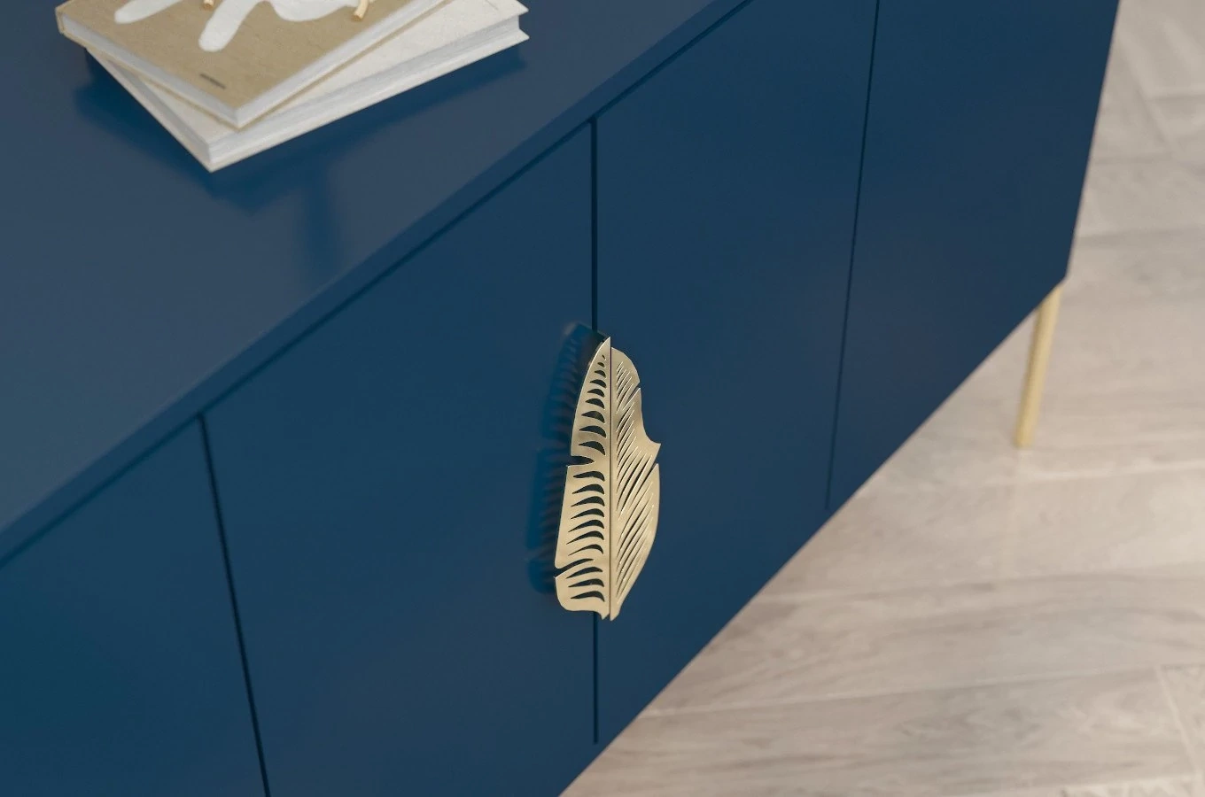 Złoty uchwyt LEAF Merlin w kształcie pióra / komplet