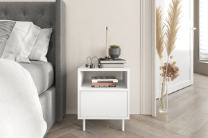 Biała nowoczesna szafka nocna Dancan MIRKA / szer. 40 cm