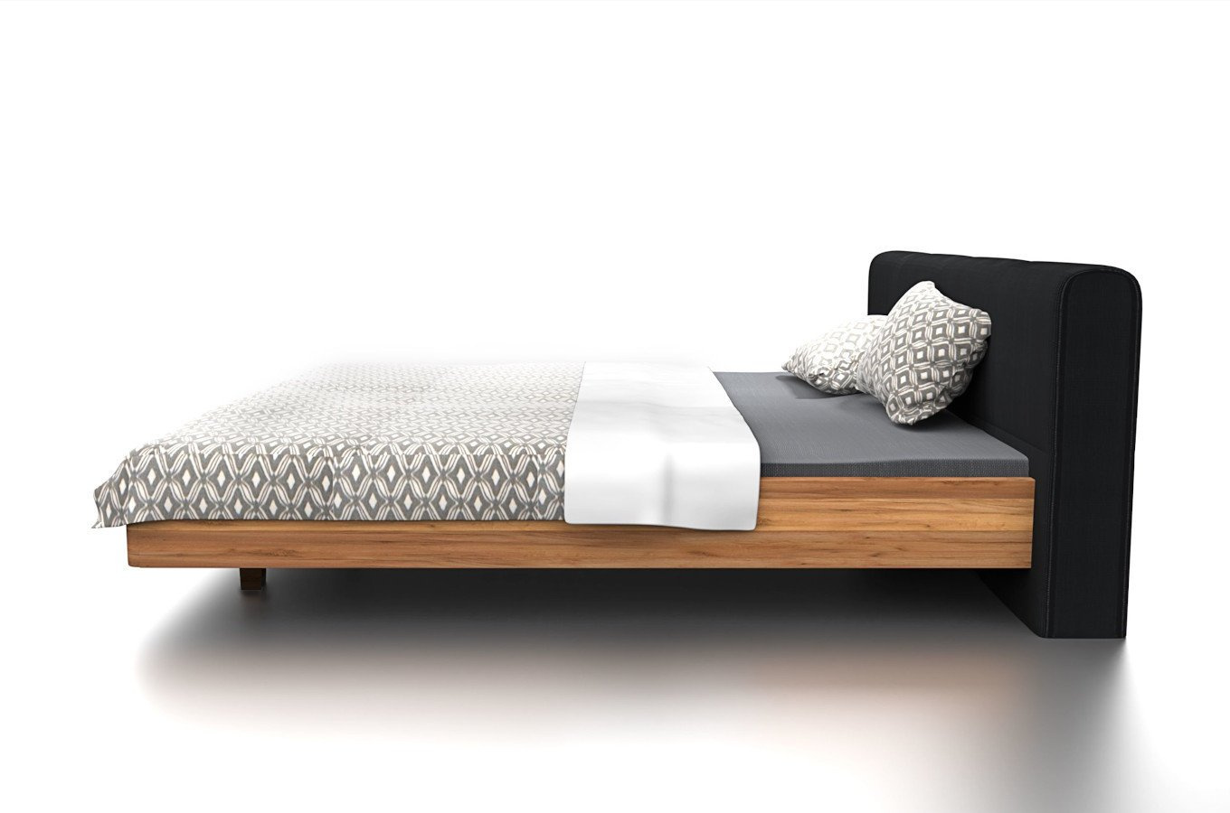 Drewniane łóżko do sypialni DAVIS z tapicerowanym zagłówkiem