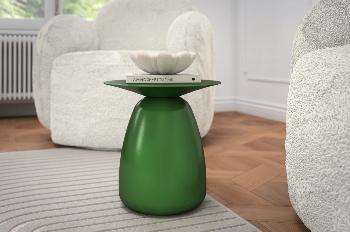 Stolik drewniany Kayani BAOBAB 34 różne kolory, wys. 34 cm / kolor groszkowa zieleń