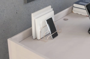 Drewniane bukowe biurko / toaletka z szufladami Visby LISA / kolor biały