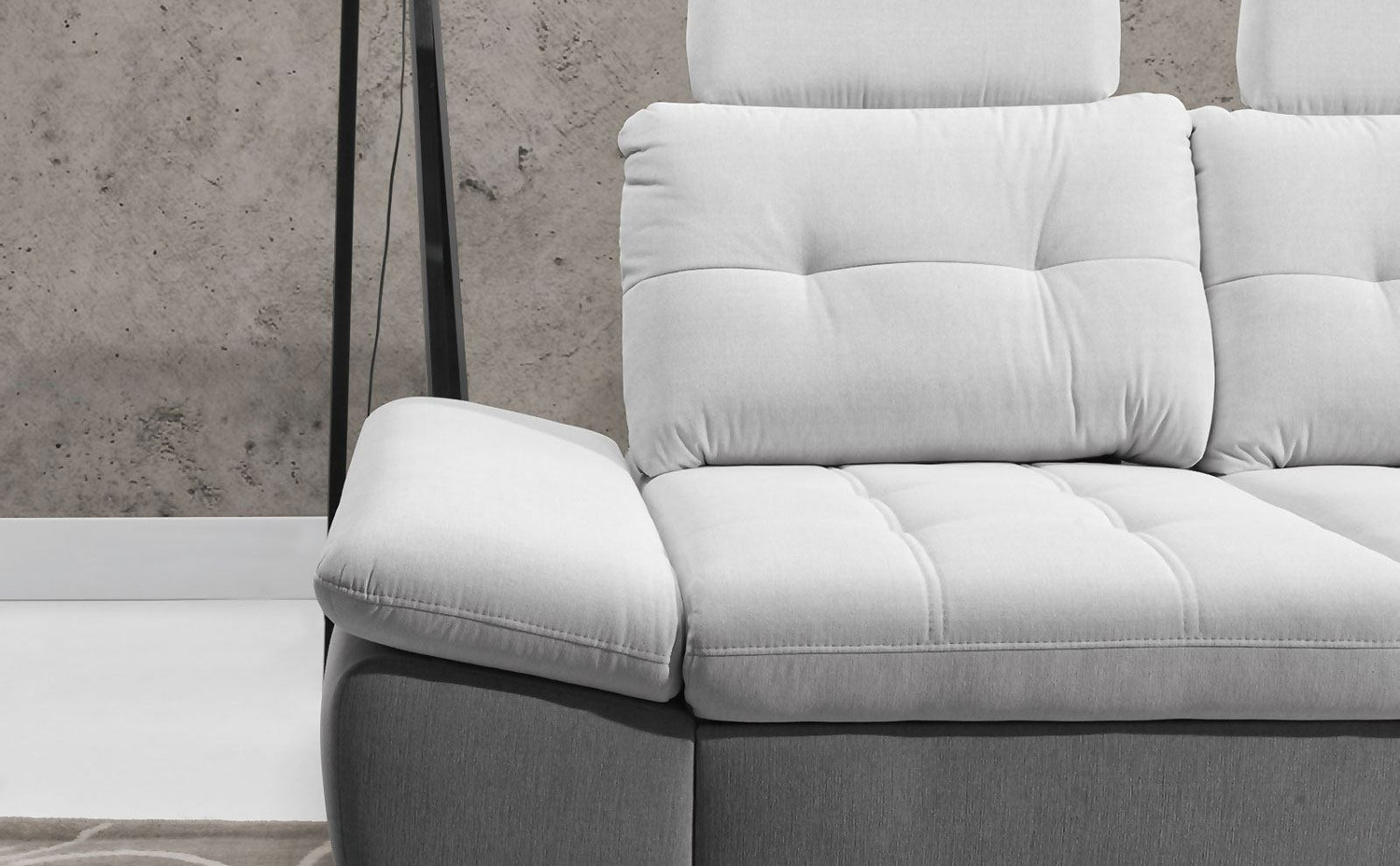 Nowoczesny narożnik VERONA L z funkcją spania i pojemnikiem na pościel