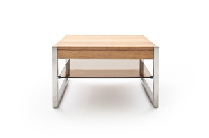 Dębowy stolik kawowy MIGEL ze szklaną półką / 65x65 cm