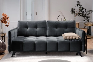 Nowoczesna sofa rozkładana SAMANTA z funkcją spania i pojemnikiem na pościel / szerokość 205 cm