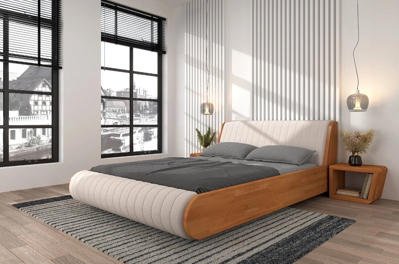 Nowoczesna drewniana szafka nocna bukowa bez szuflad Visby HARALD / szer. 50 cm