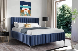 Eleganckie tapicerowane łóżko KORNELIA na metalowych nogach