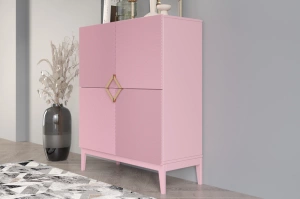 Drewniana komoda Visby DEMI HIGH / kolor pudrowy róż / szer. 100 cm