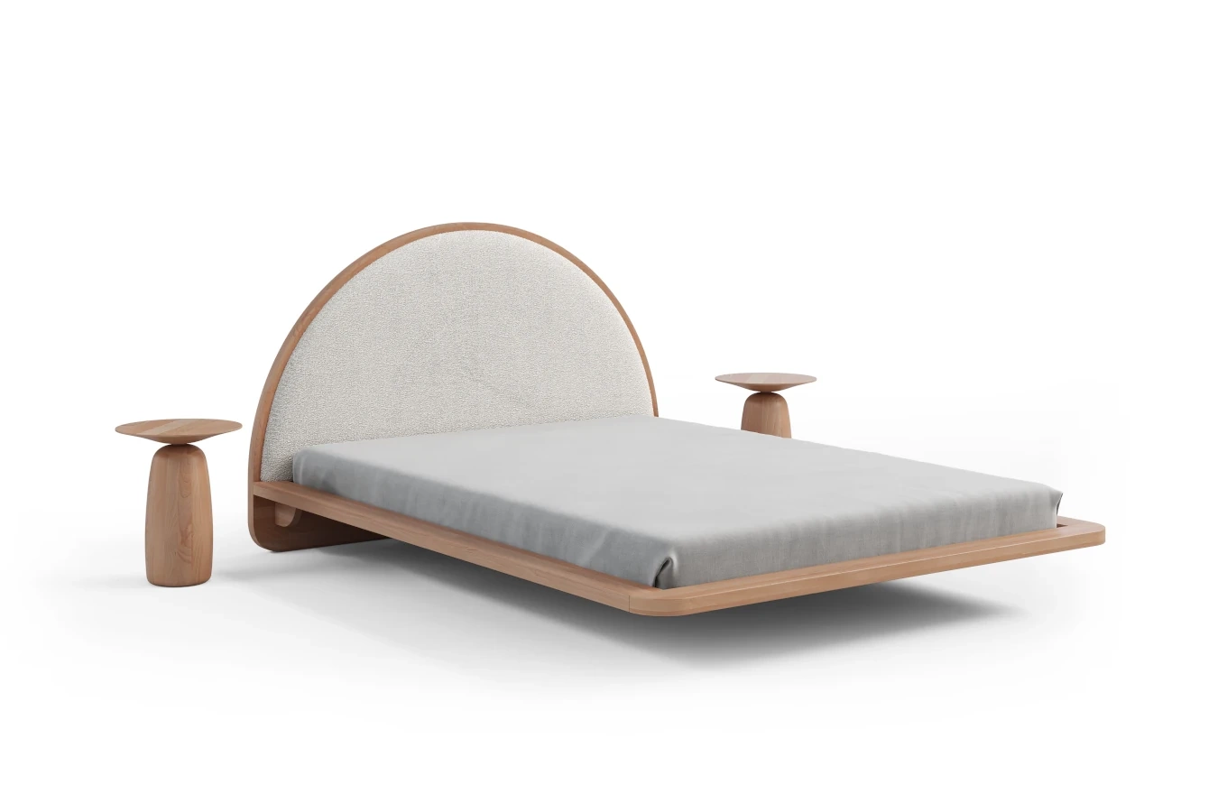 Łóżko lewitujące drewniane bukowe Visby MOMOKO / 160x200 cm, kolor naturalny