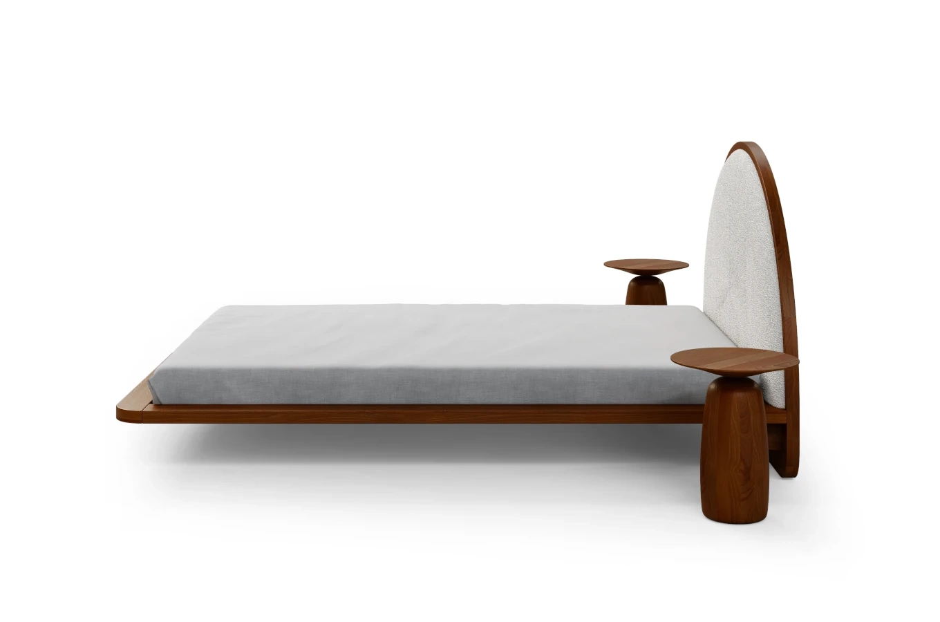Łóżko lewitujące drewniane bukowe Visby MOMOKO / 120x200 cm, kolor orzech