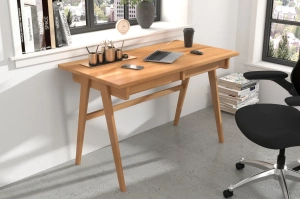 Drewniane bukowe biurko / toaletka z szufladami Visby EDDA / kolor naturalny