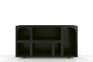 Drewniana komoda - regał - szafka RTV z łukami Visby OLIMPIA LONG / kolor czarny / szer. 140 cm