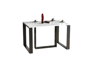 Nowoczesny rozkładany stół BORYS MAX na metalowych nogach 130-250 x 85 cm (biały połysk)