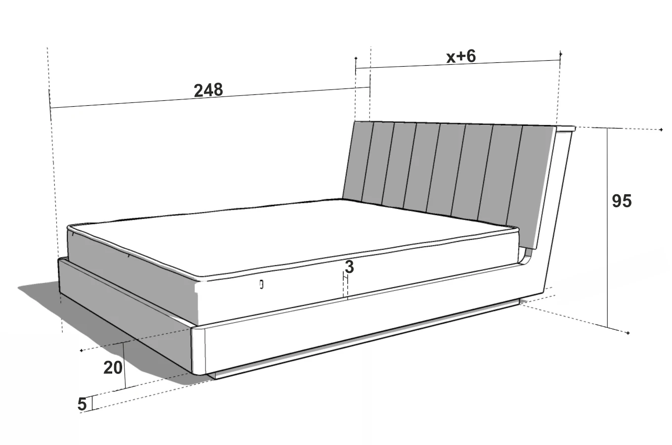 Drewniane łóżko do sypialni SOLID z tapicerowanym zagłówkiem