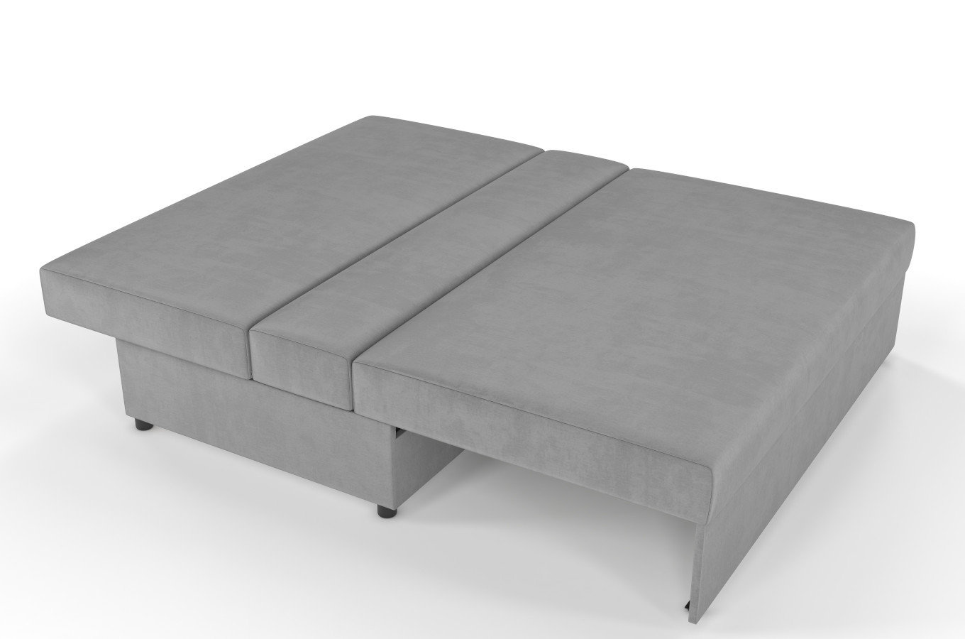 Jasno-szara rozkładana sofa Dancan OLGA z funkcją spania i pojemnikiem na pościel / szerokość 156 cm