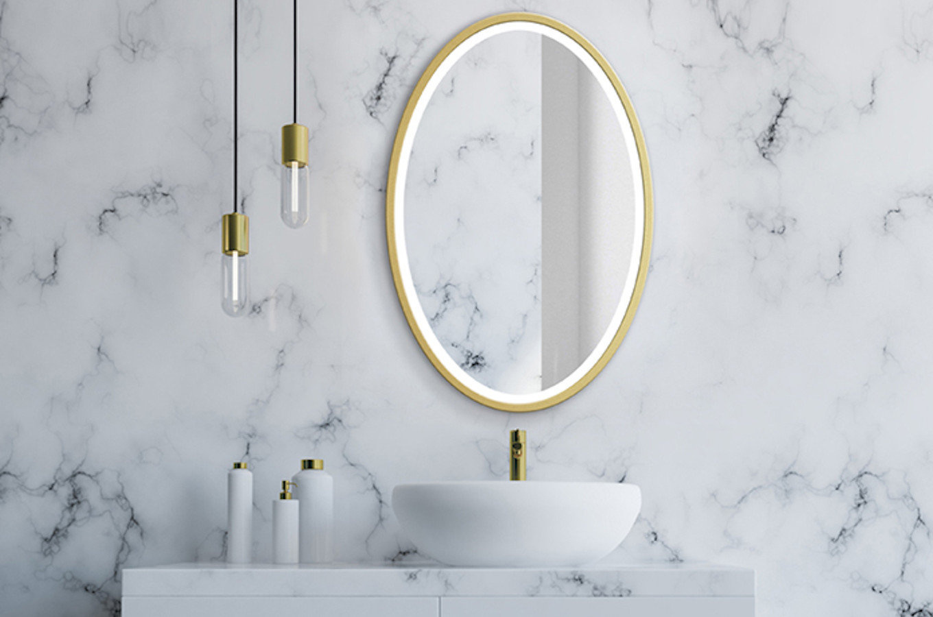 Owalne lustro OVAL z oświetleniem LED / rama dostępna w 5 kolorach
