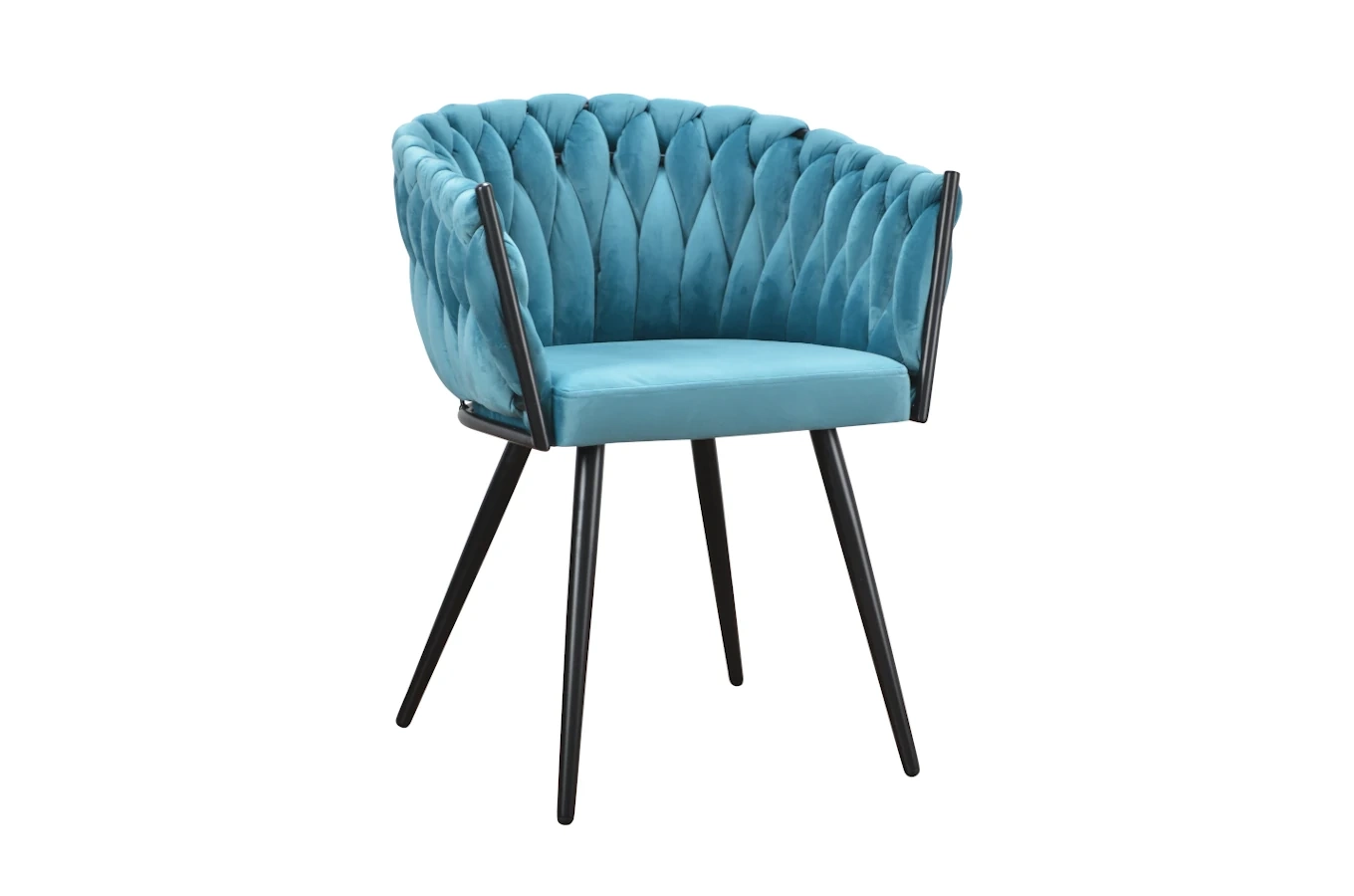 Nowoczesne krzesło SARA BLACK z plecionym oparciem