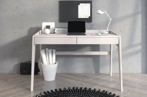 Drewniane bukowe biurko / toaletka z szufladami Visby LISA / kolor biały