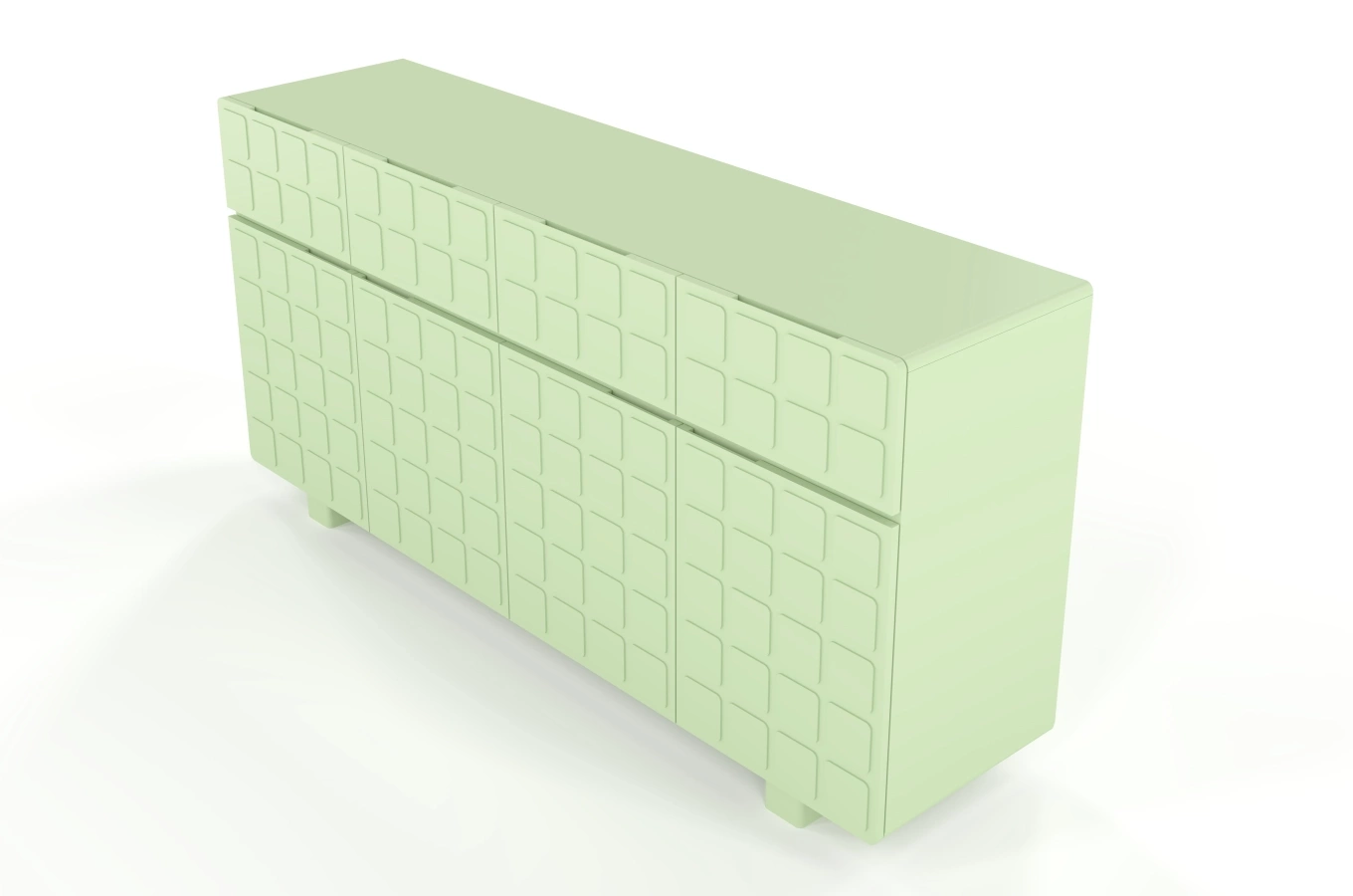 Nowoczesna komoda z frontami 3D Skandica CUBO LONG / kolor pudrowa zieleń / szer. 169 cm