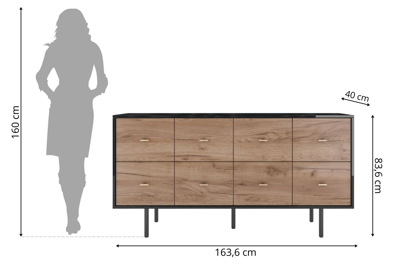 Elegancka komoda Skandica MAUD / szer. 163 cm