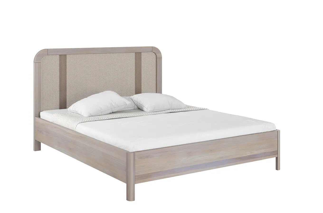 Łóżko drewniane dębowe z rattanem Skandica HARMARK