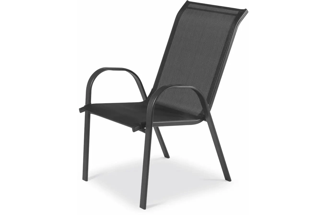 Czarne metalowe krzesło ogrodowe MALAGA z materiałowym siedziskiem