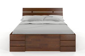 Łóżko drewniane sosnowe Visby Sandemo High Drawers (z szufladami)
