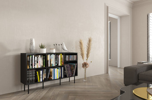 Otwarta komoda / regał w czarnym kolorze Dancan MIRKA / szer. 130 cm