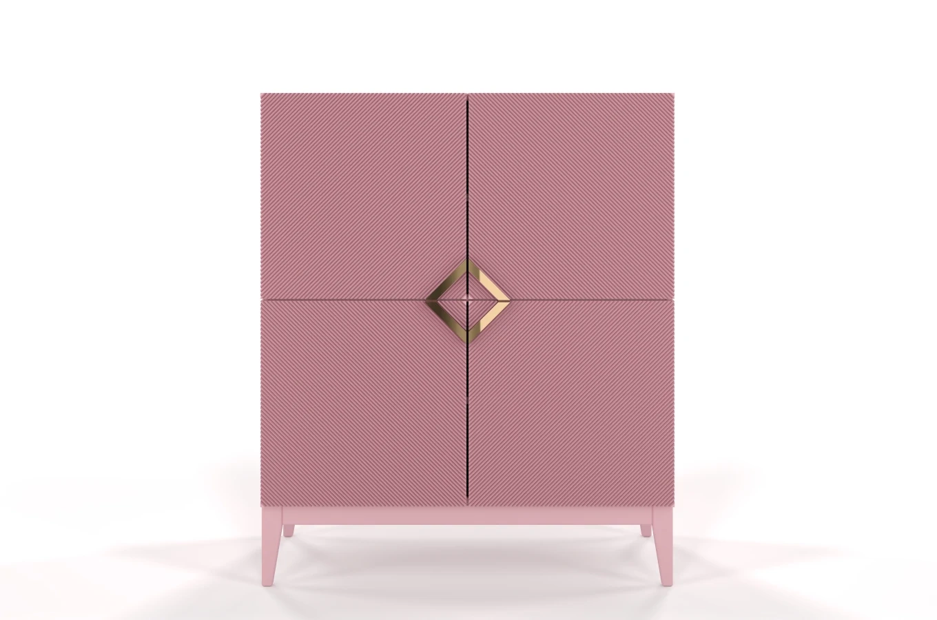 Drewniana komoda Visby DEMI HIGH / kolor pudrowy róż / szer. 100 cm