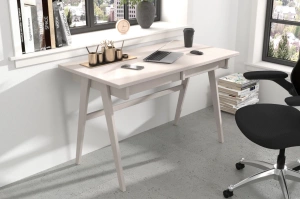 Drewniane bukowe biurko / toaletka z szufladami Visby EDDA / kolor biały