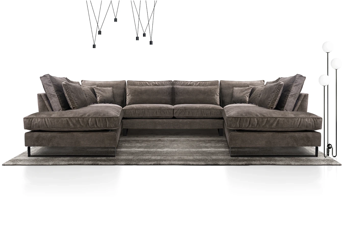 Nowoczesny narożnik LAURENTIA U z metalowymi nogami