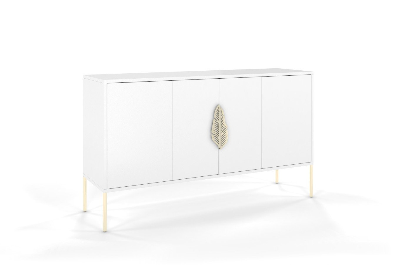 Biała komoda Skandica MERLIN ze złotymi dodatkami / szer. 138 cm