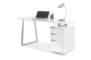 Nowoczesne białe biurko z szufladami TORI II / 150x67 cm