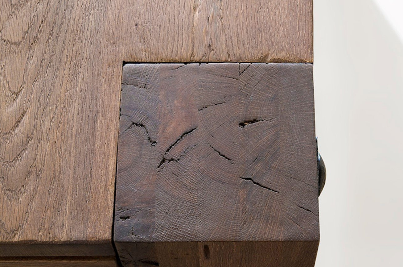 Duży drewniany dębowy stół LEEDS 180 x 90 cm / dąb lity postarzany