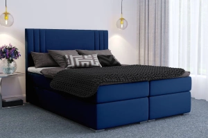 Eleganckie tapicerowane łóżko kontynentalne do sypialni AUGUST z pojemnikiem na pościel