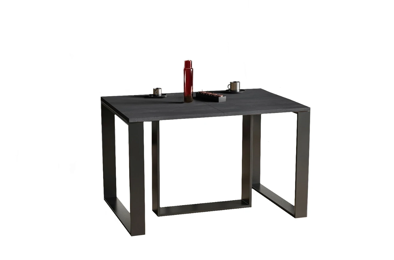 Nowoczesny rozkładany stół BORYS na metalowych nogach 130-290 x 80 cm (ciemny beton)