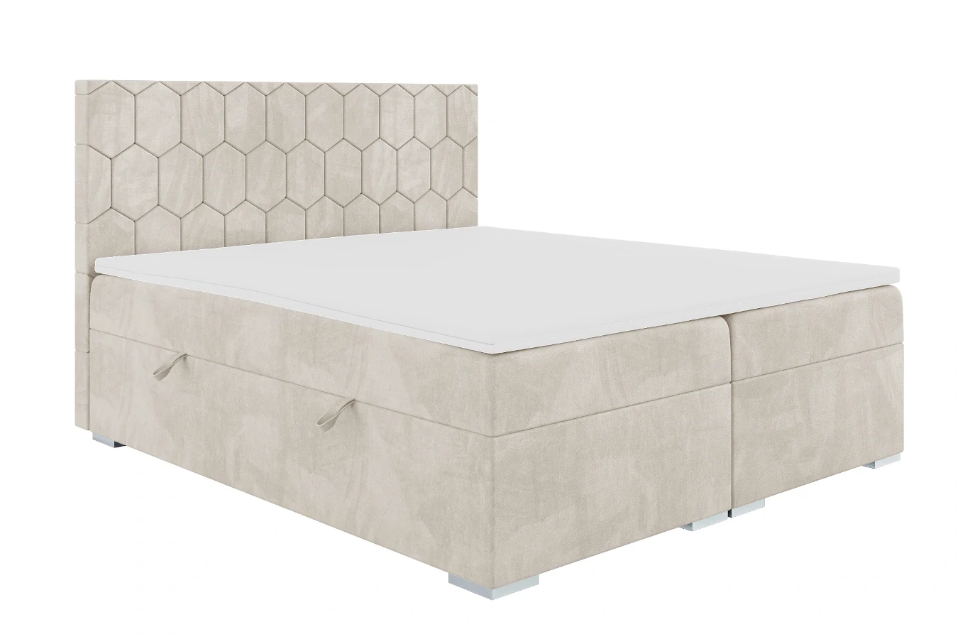 Eleganckie tapicerowane łóżko kontynentalne do sypialni NICOLA z pojemnikiem na pościel