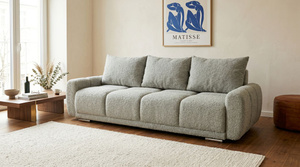 Nowoczesna rozkładana sofa 3-osobowa Skandica DUNA 3 z funkcją spania i pojemnikiem na pościel / boucle Centaur 02 / jasny szary / szer. 234 cm