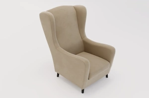 Beżowy fotel uszak Skandica AGNETA / nóżki czarne