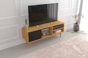 Szafka RTV Skandica ELZA Black na dębowych nogach / szer. 135 cm